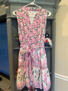 Crown & Ivy Floral Tie-Waist Pink Dress